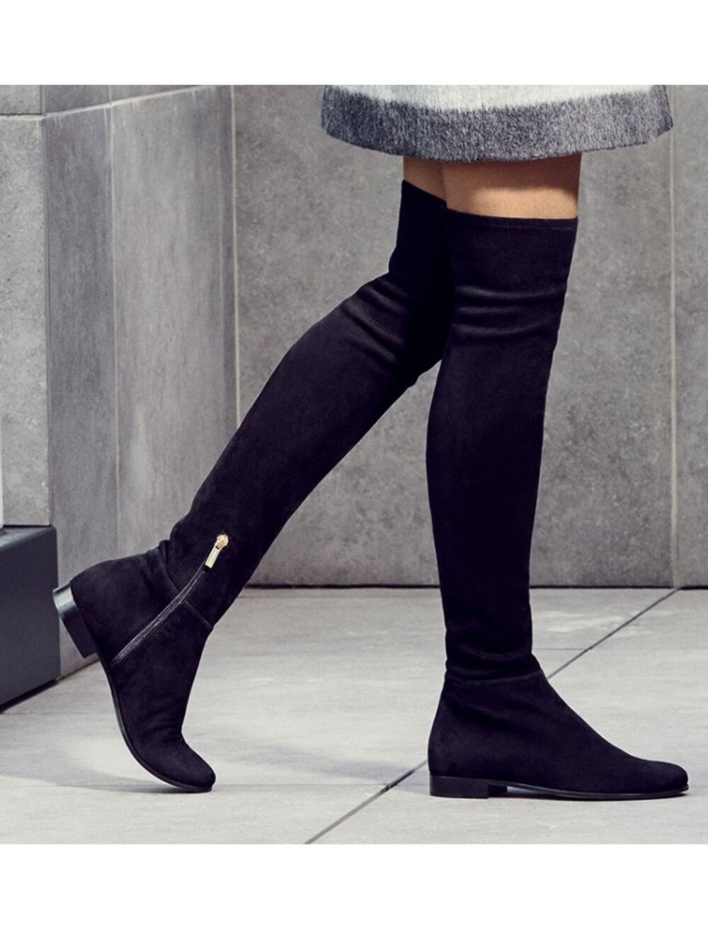 NEW JIMMY CHOO Stretch Suede Over the Knee Boots, Party/ Office, Black, EU 37.5